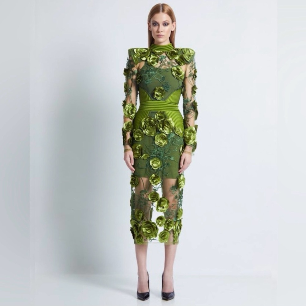 Zhivago Battle Lines Floral-Embellished Vendetta Dress size 6